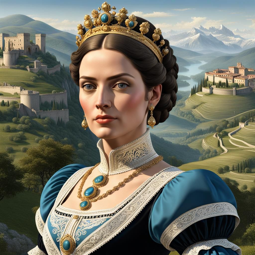 Italian Queen Portrait in Photorealistic Detail