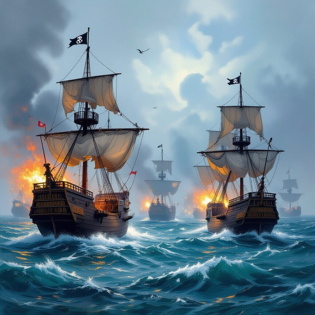 Epic Pirate Ships in Intense Naval Battle