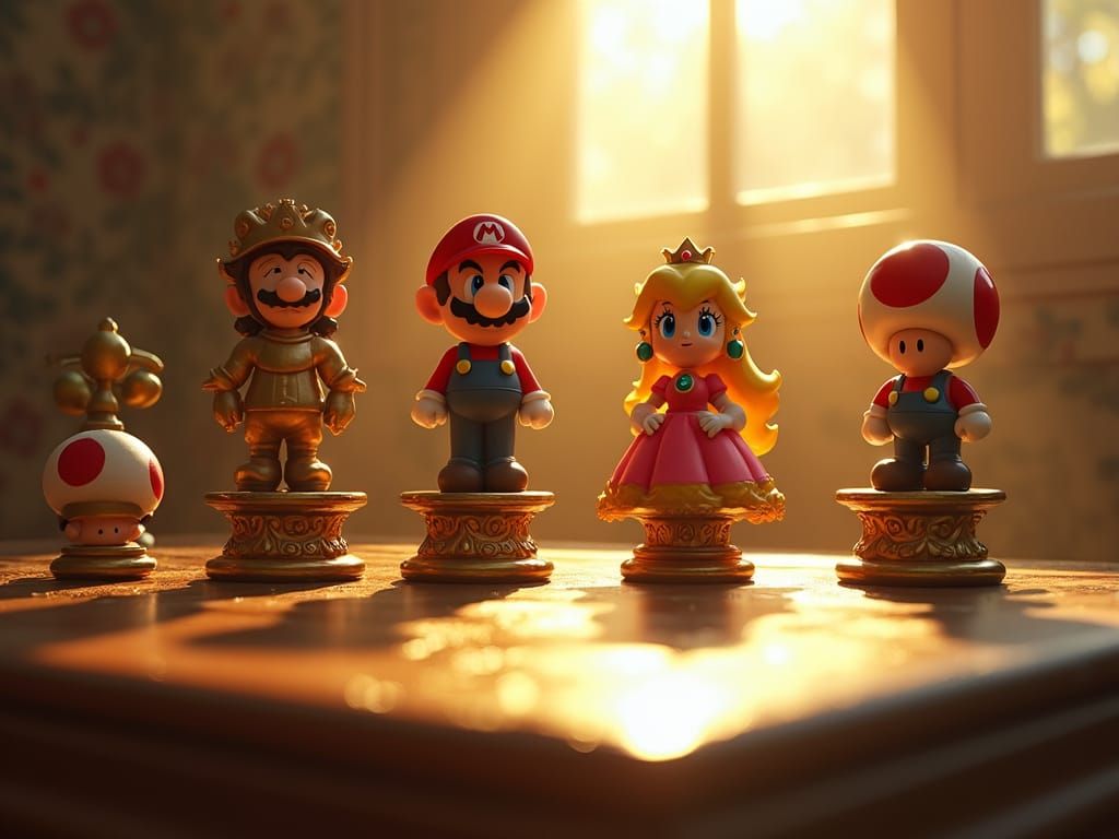 Nintendo Chess Pieces in Whimsical Fantasy Style