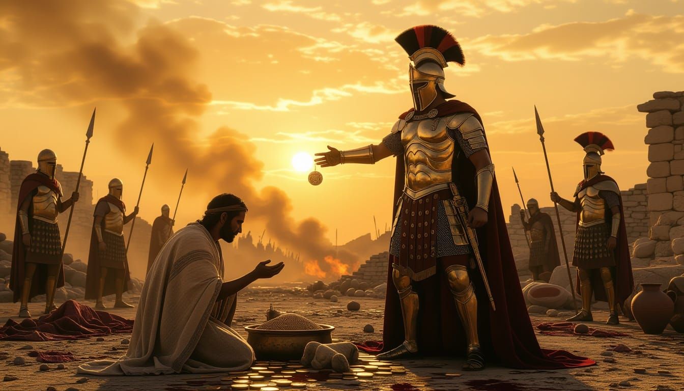 Conqueror's Mocking Trade: Ancient Domination Scene