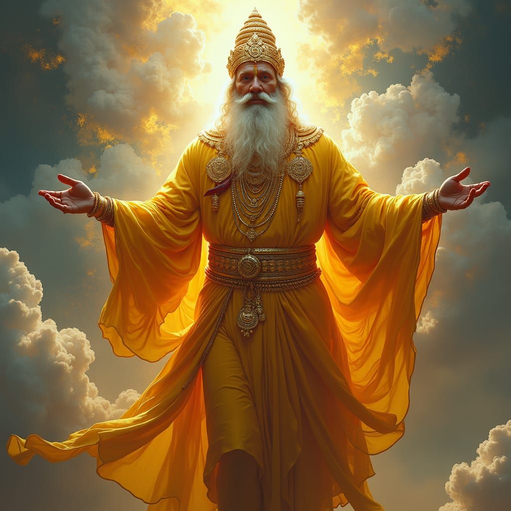 Vedic King in Celestial Aura: Dreamlike Ethereal Art