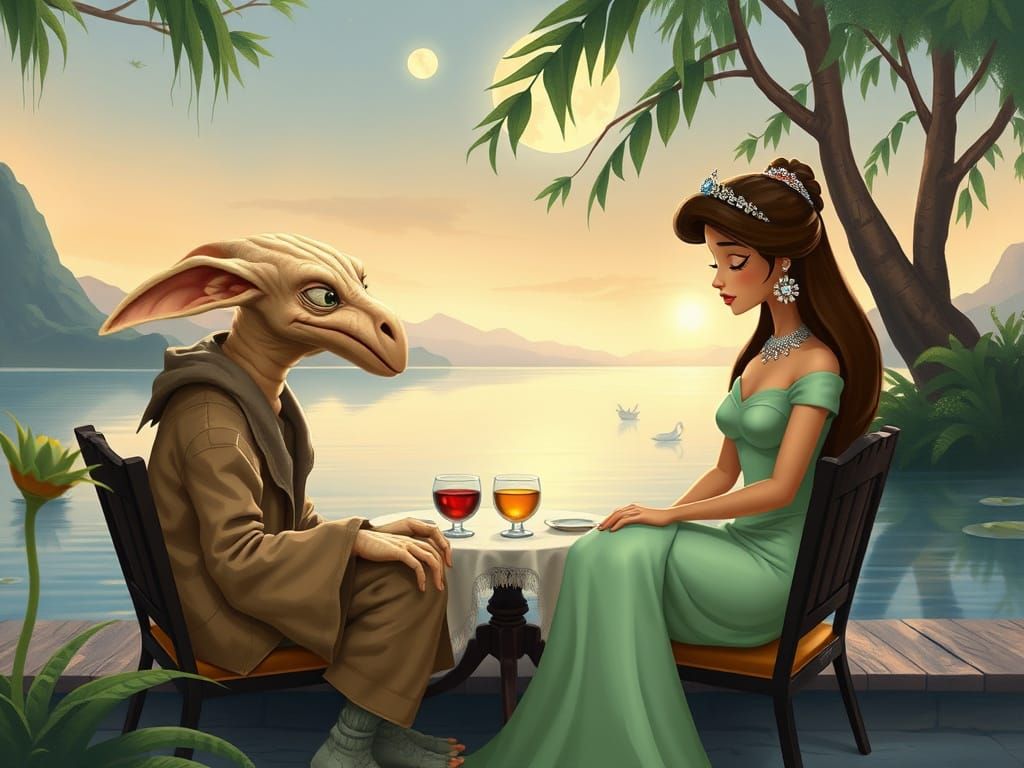 Whimsical Naboo Romance: Jar Jar Binks and Princess Jasmine