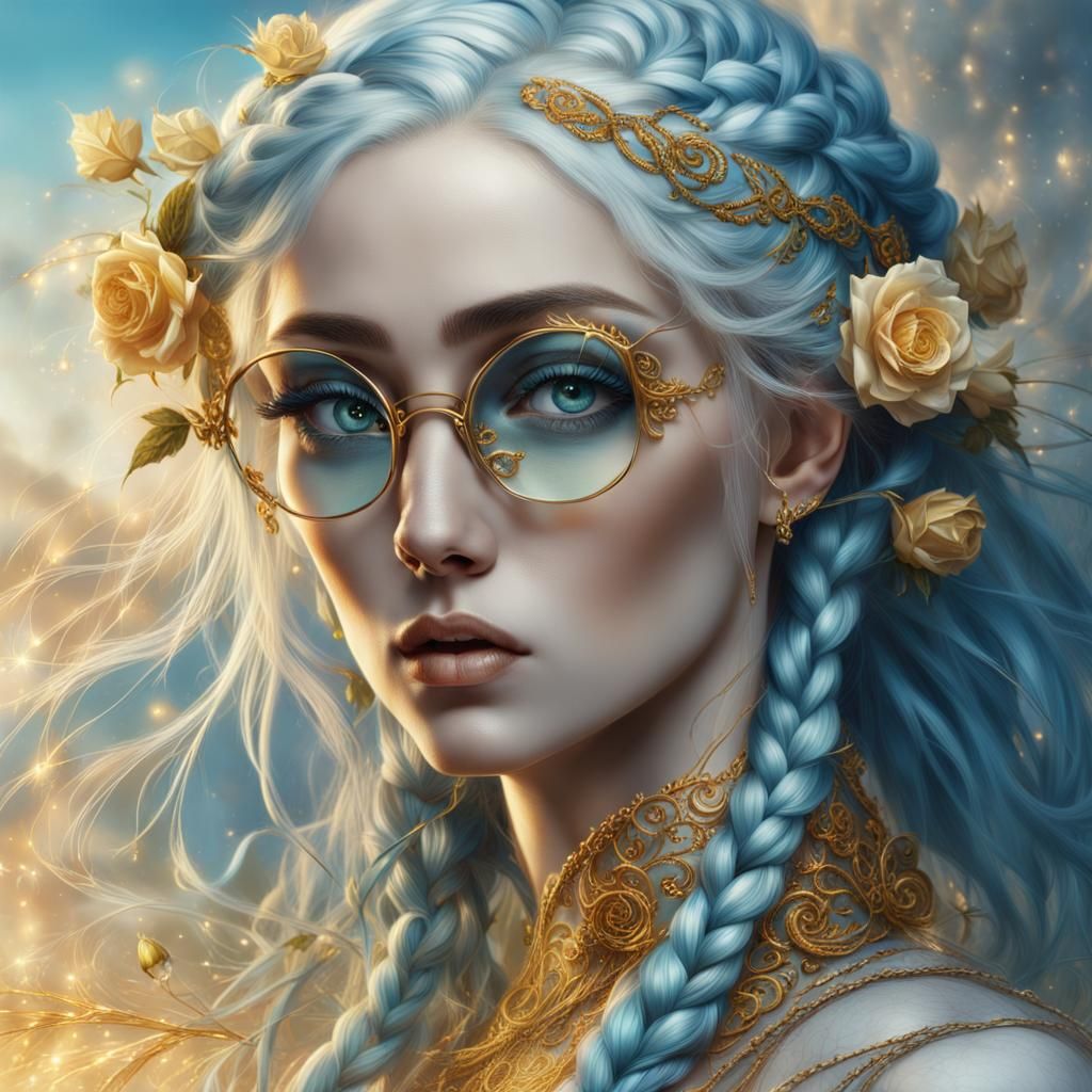 Elegant Portrait of Woman with Braided Hair, Art Nouveau