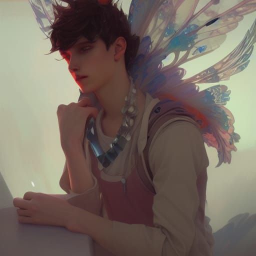 Queer Fairy Lovers in Art Nouveau Style