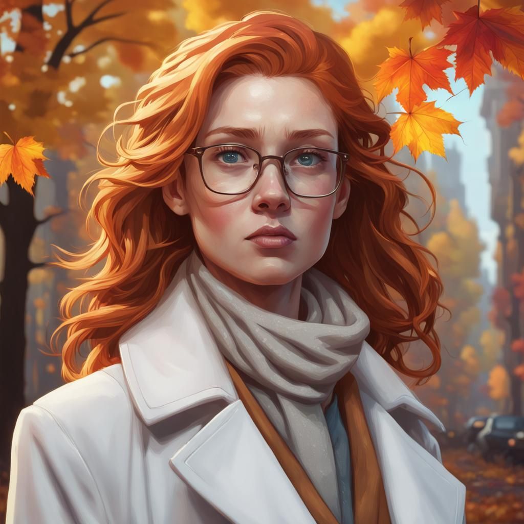 Ginger Woman Portrait in Art Nouveau Style