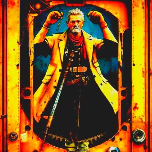 Detailed Vintage Machinery in Gritty Grunge Style