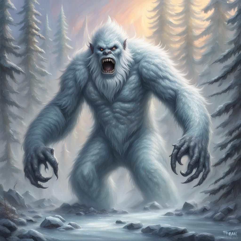 Icy Bigfoot Monster Attack in RPG Style