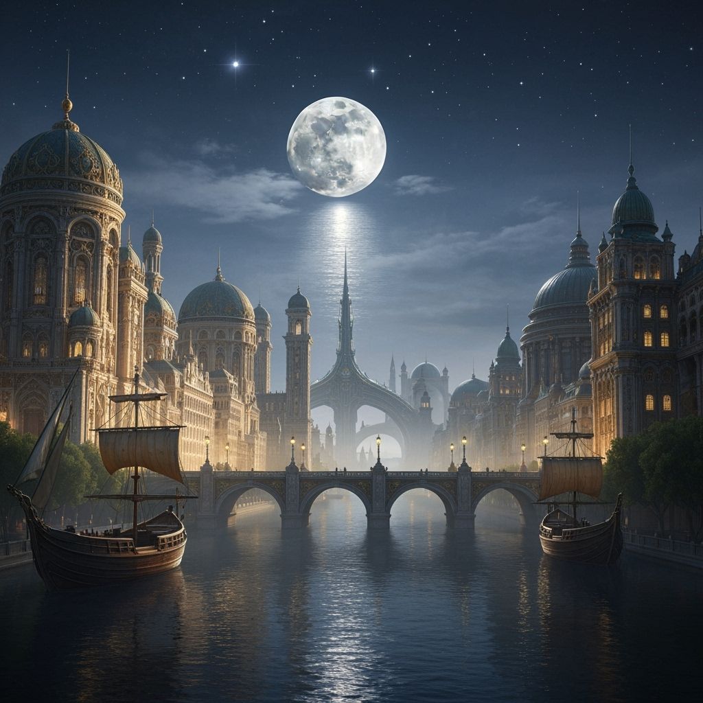 A stunning, atmospheric scene of futuristic city during the ...