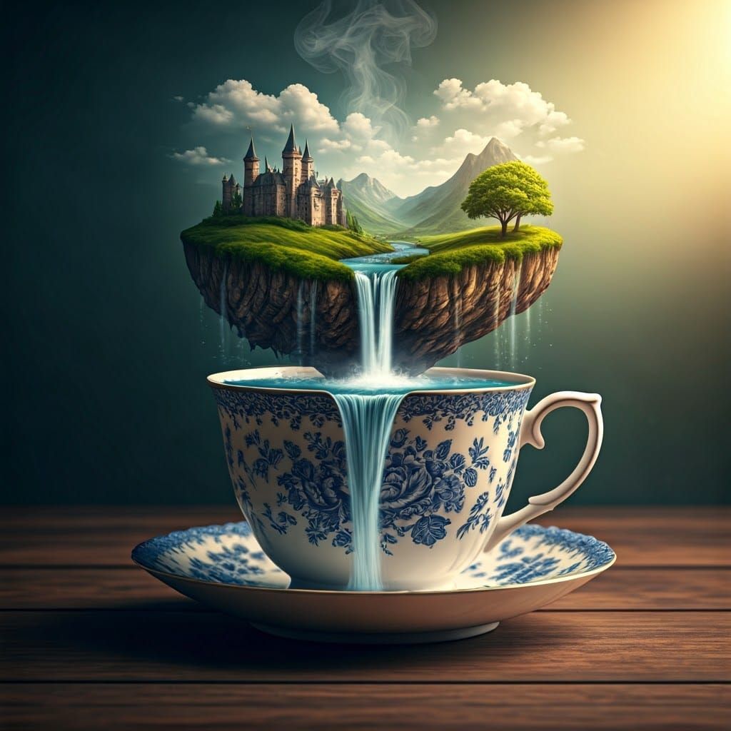 Floating Island Teacup Dreamscape in Professional Photograph...