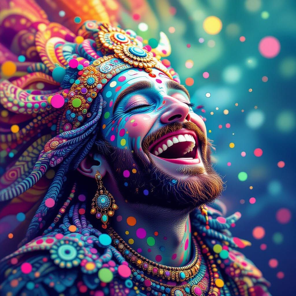 Bioluminescent Polka Dot Sphinx Laughing Merrily