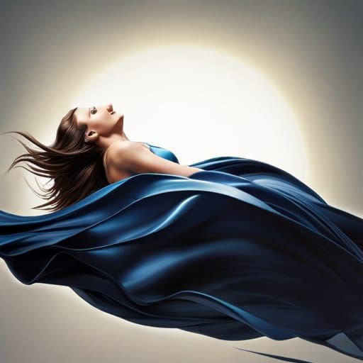 Woman Floating in Wind: Detailed Matte Painting