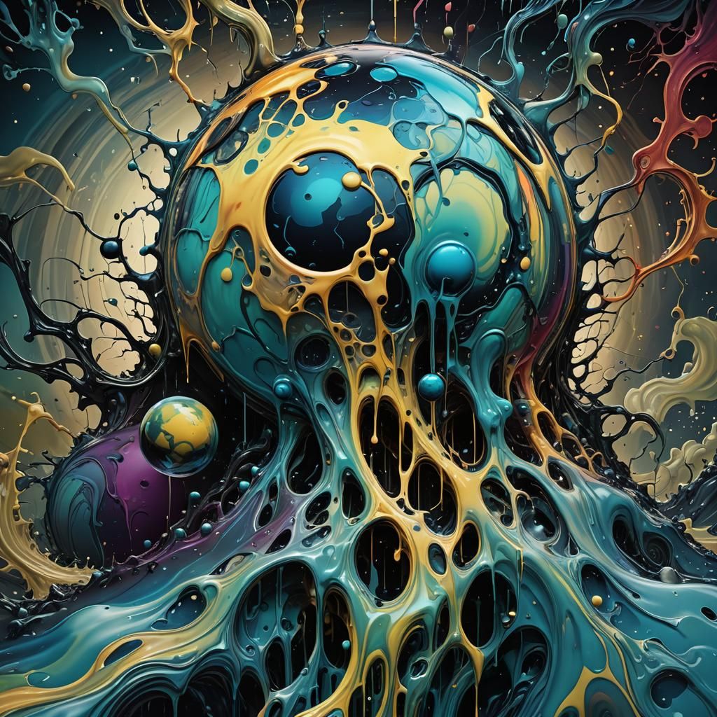 Earth Dripping Paint: Surreal Digital Art