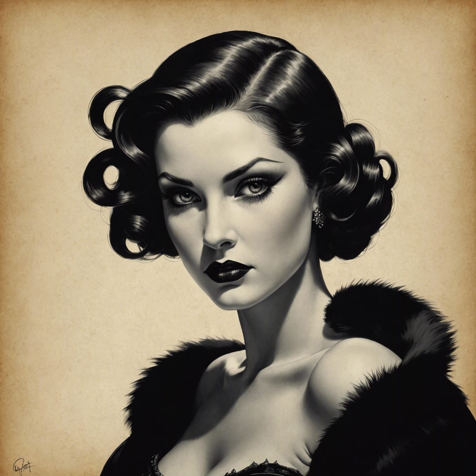 Grimdark Chiaroscuro Pin-Up Art