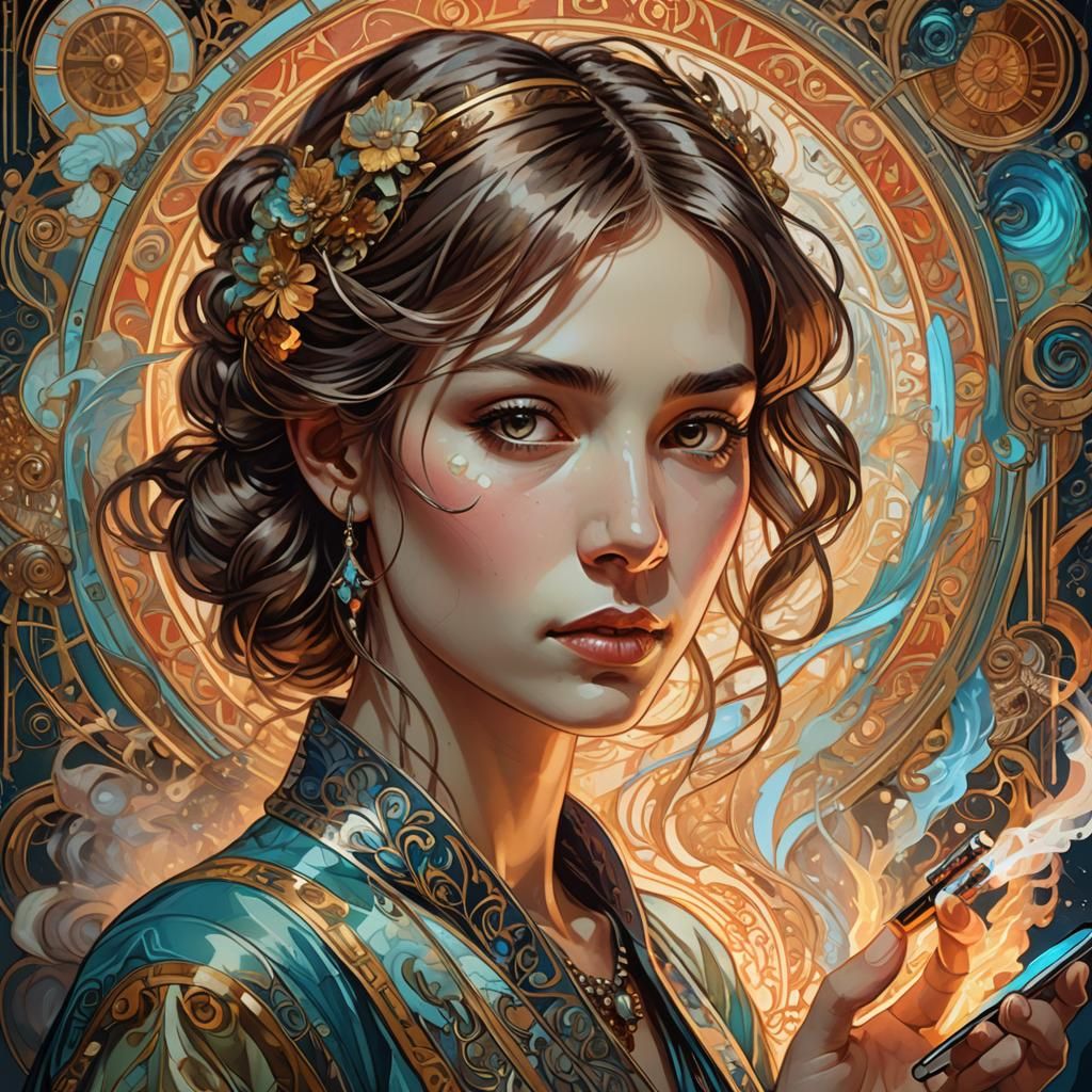 Error Notification Portrait in Art Nouveau Style