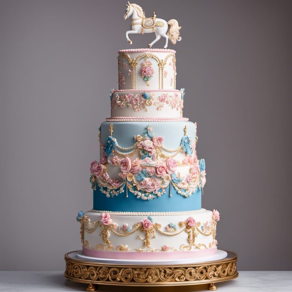 Colorful Carousel Wedding Cake: Intricate 8K Resolution