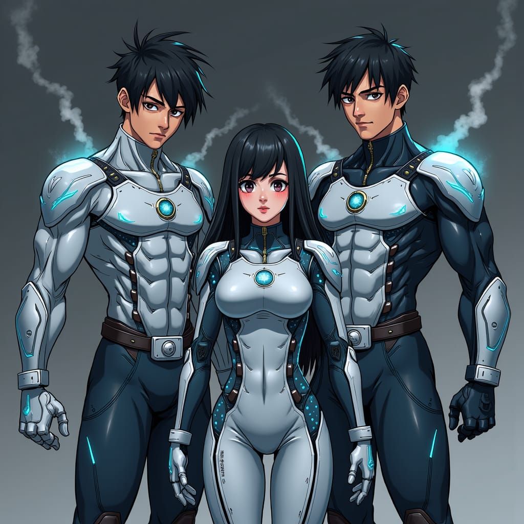 Dragon Ball Z Style Cyborg Trio Anime Illustration