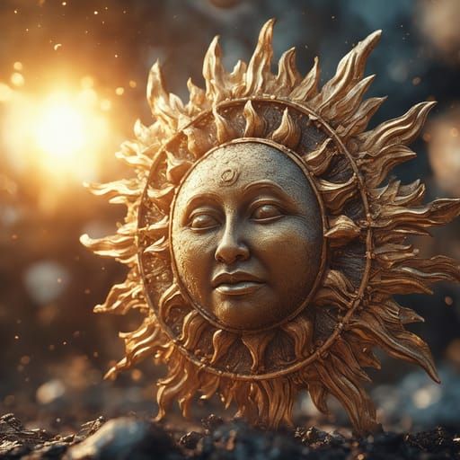 Anthropomorphic Sun Face: A Radiant Celestial Portrait