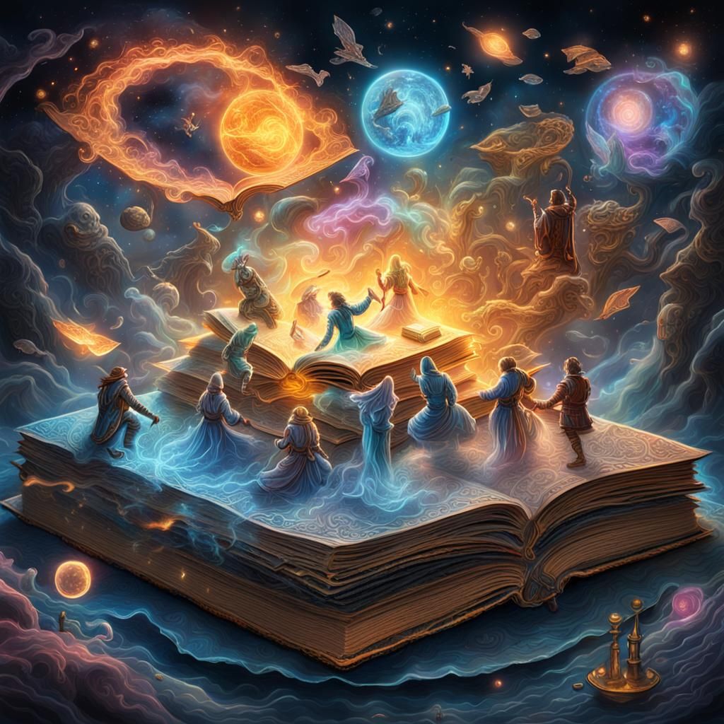 Mystical Fantasy Characters Emerge from Book