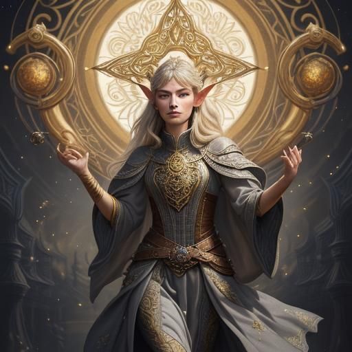 Half-Elf Bard Performing on a Magical Lute