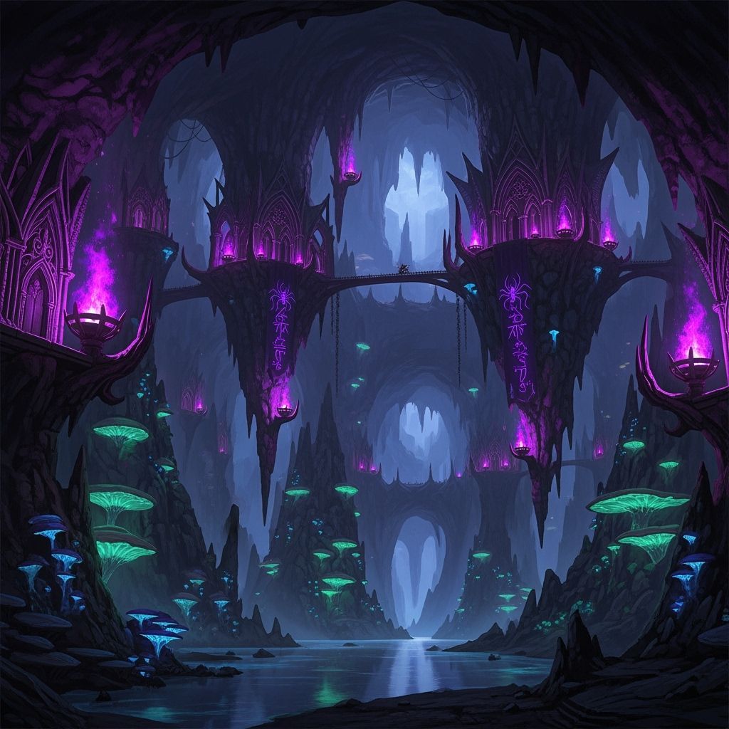 Drow City Carved into Underground Stalactites