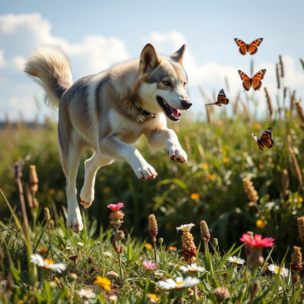 Alété chasing butter-flies