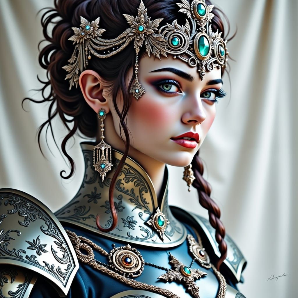 Regal War Empress in Elegant Portrait