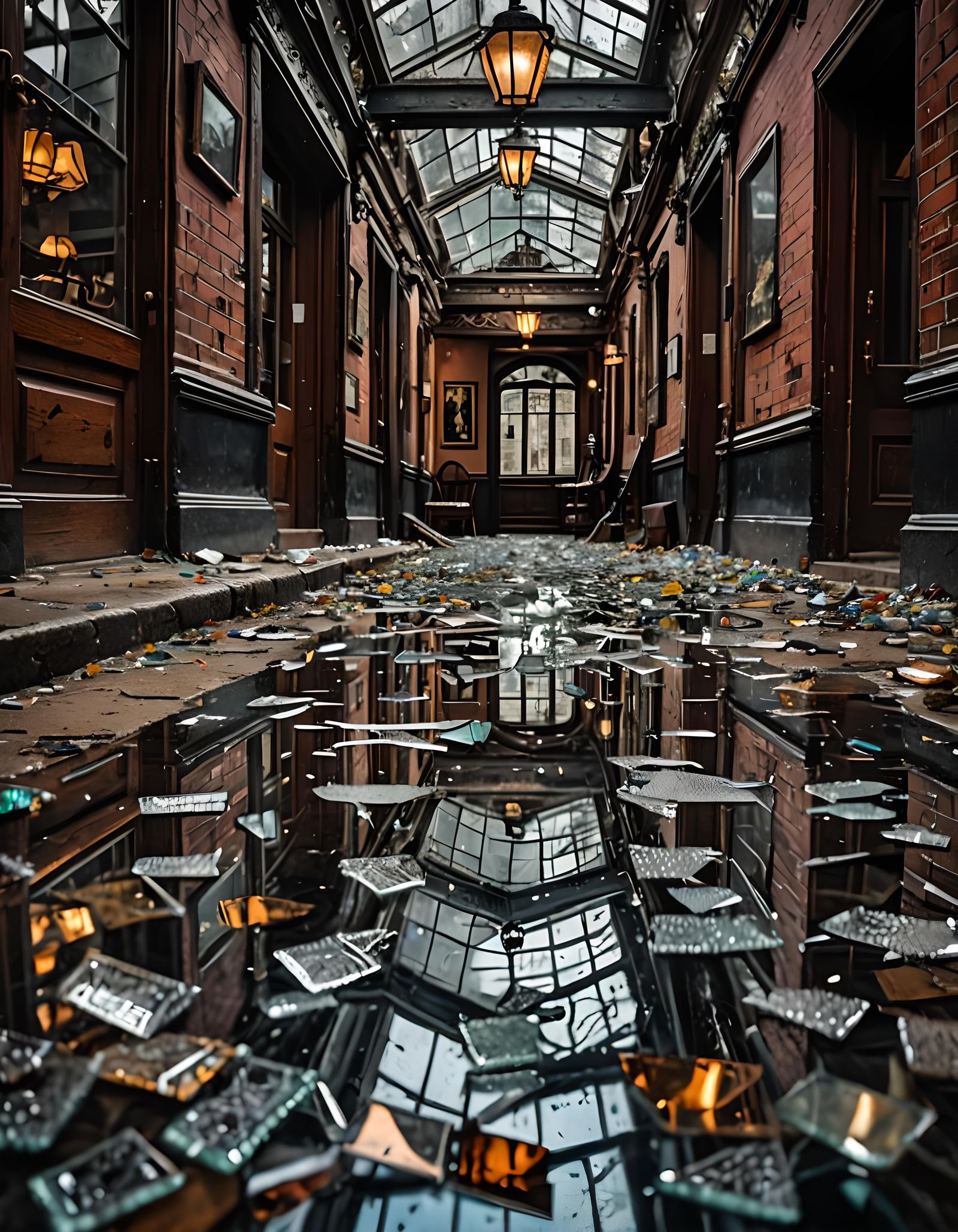 Hyperrealistic Person Walking on Broken Glass