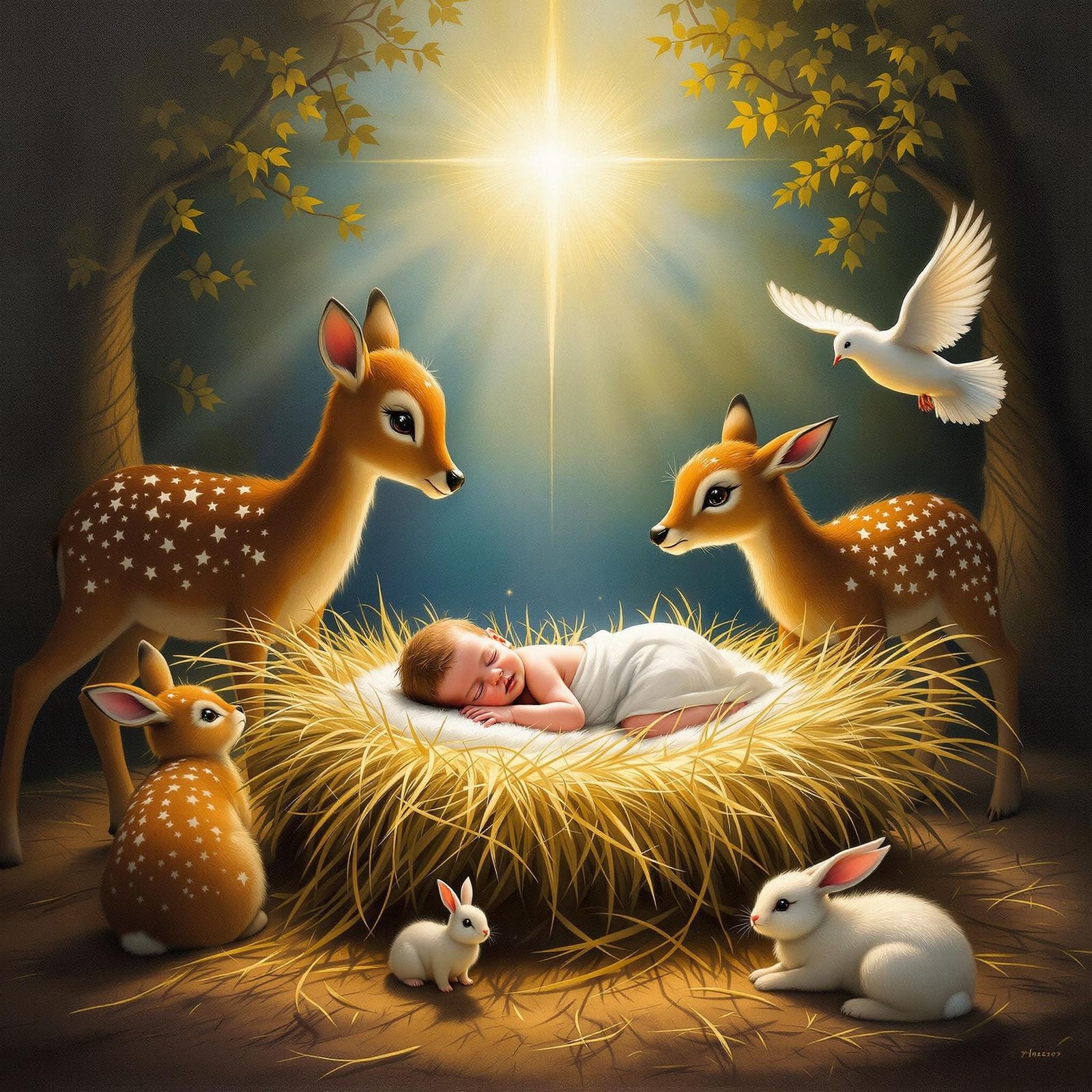 Serene Biblical Scene in Warm Oil Painting Style