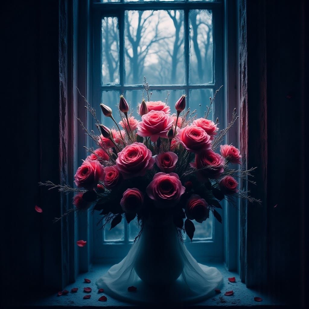 Ethereal Floral Bouquet in Starry Night