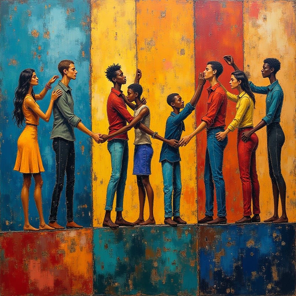 Abstract Art: Diverse People Building a Better World