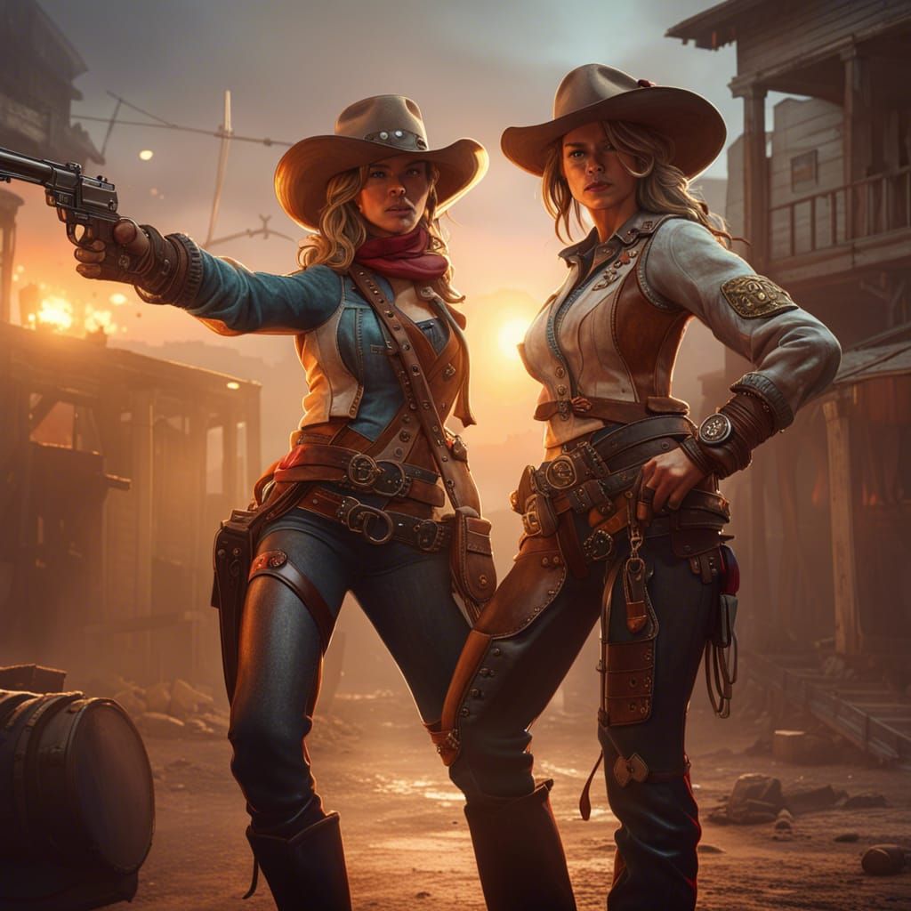 Cowgirl Standoff in the Wild West