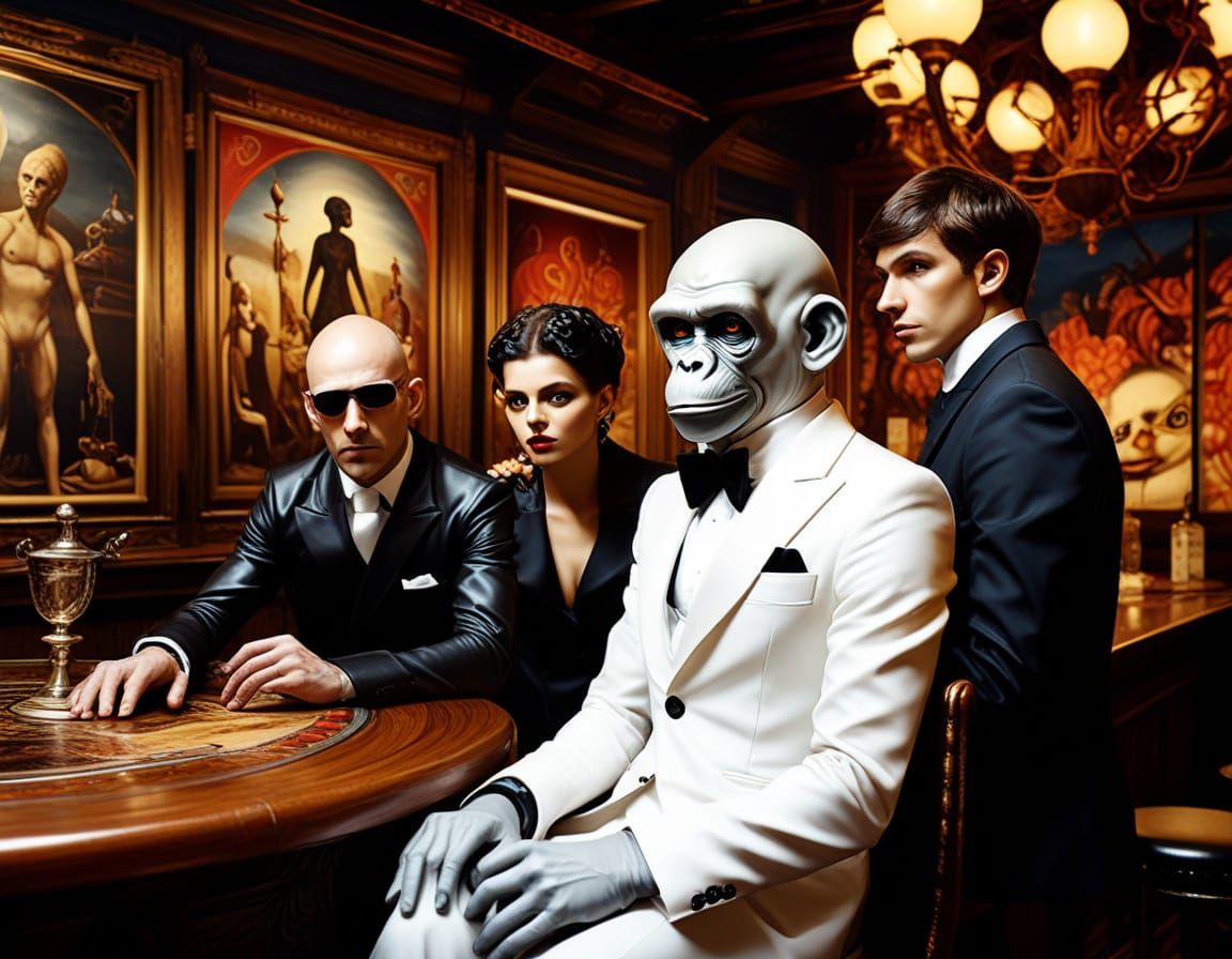 Steampunk Bridegroom in a Whimsical Surrealist Bar