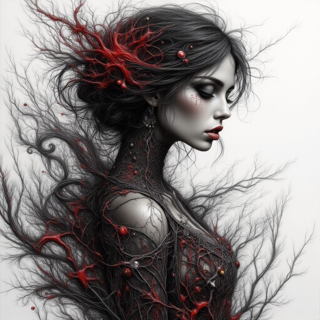 Graceful Woman Emerges from Smoke: A Digital Artwork