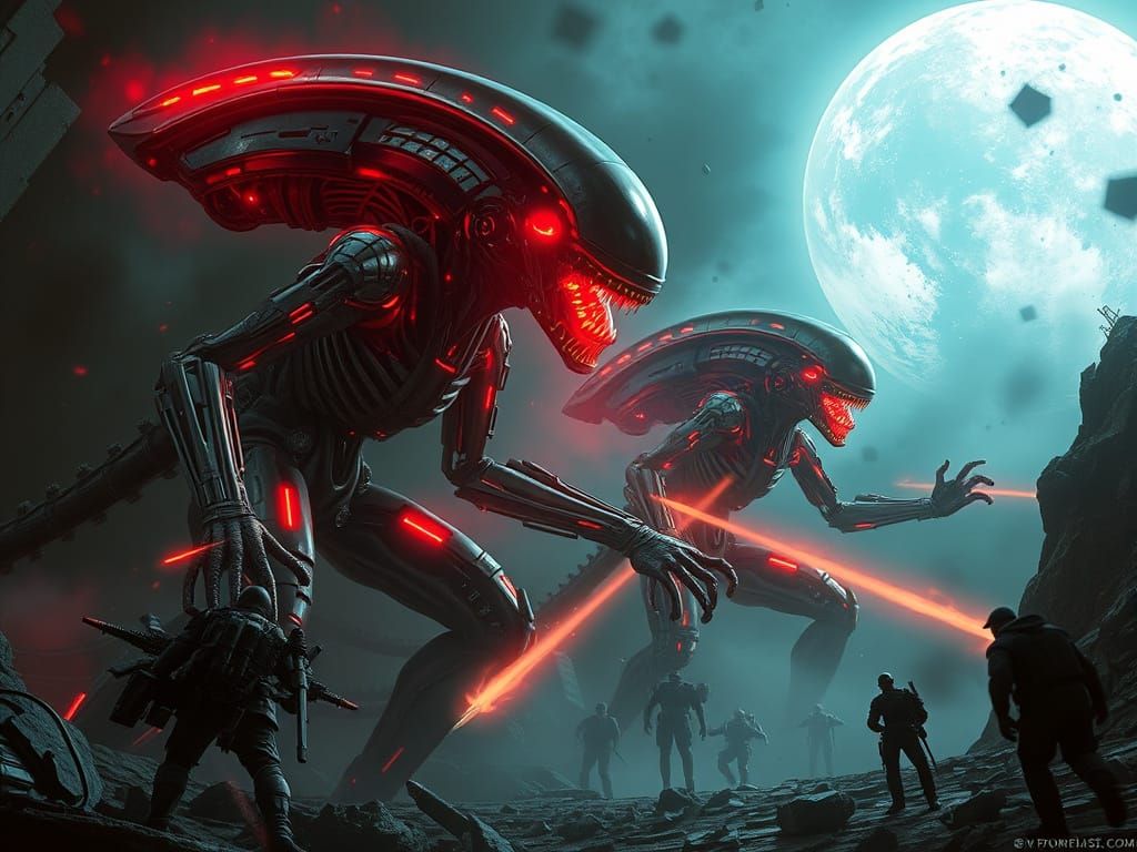 Alien Mecha vs. Kaiju, in Science Fiction Style