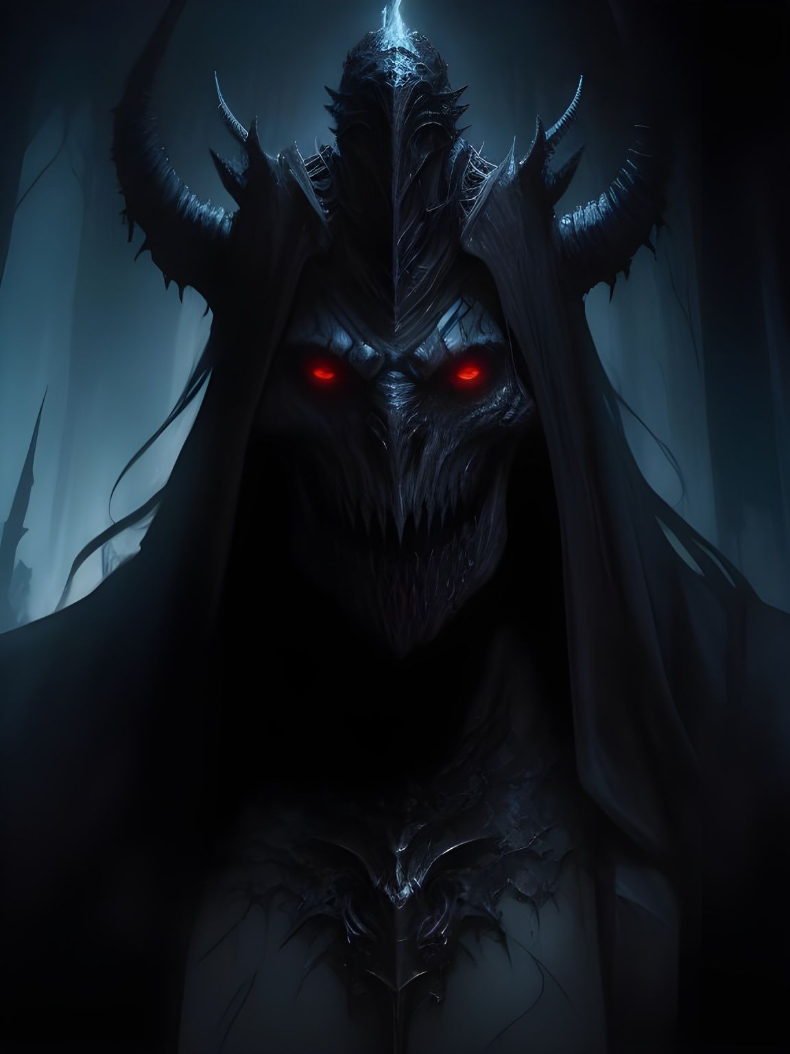 Terrifying Demonic Creature Casting Magic in Oil