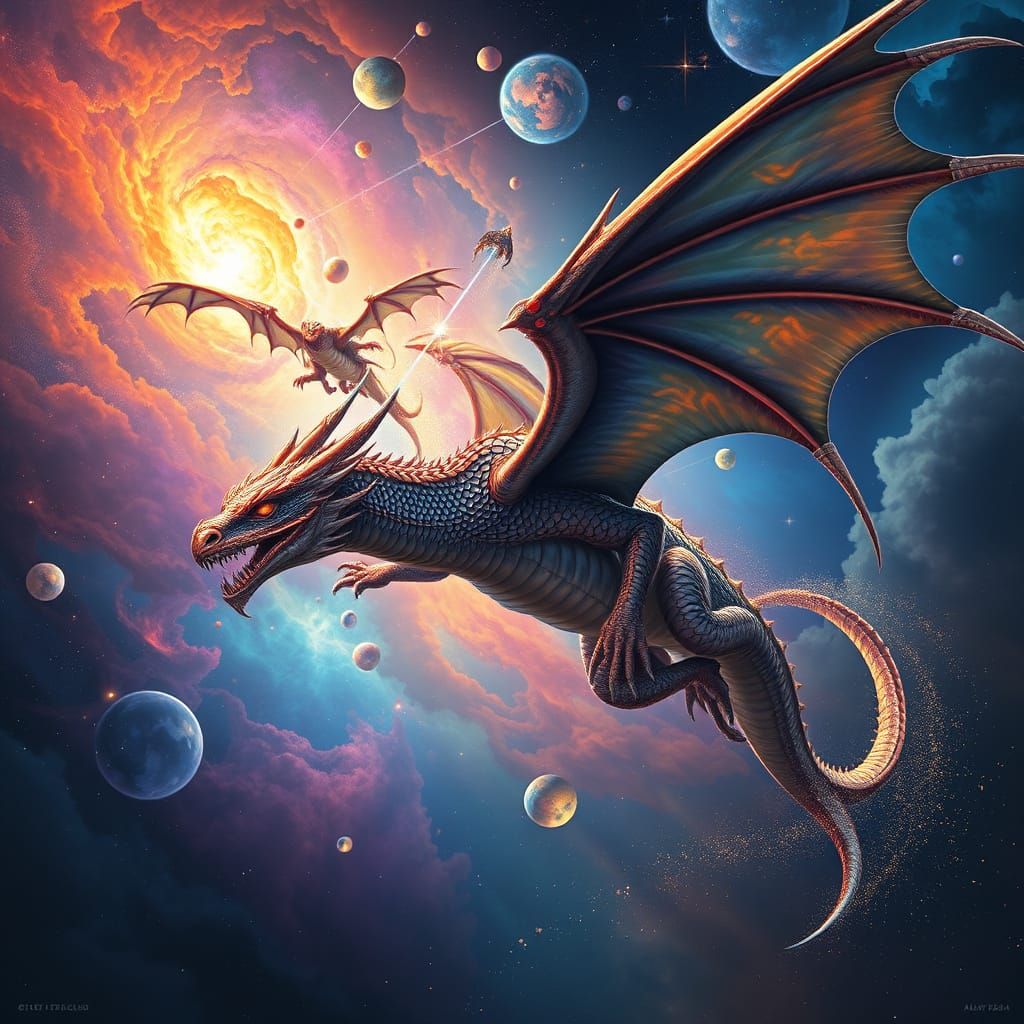 Cosmic Dragon Soaring Through Nebula