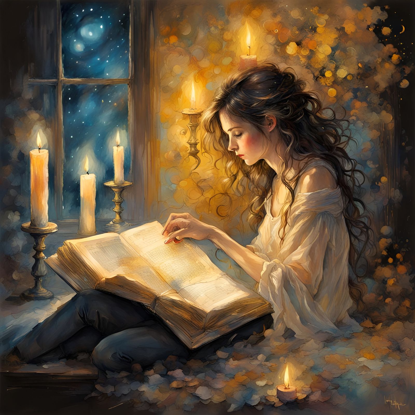 Dreamy Sepia Heaven with Open Book as Watercolor