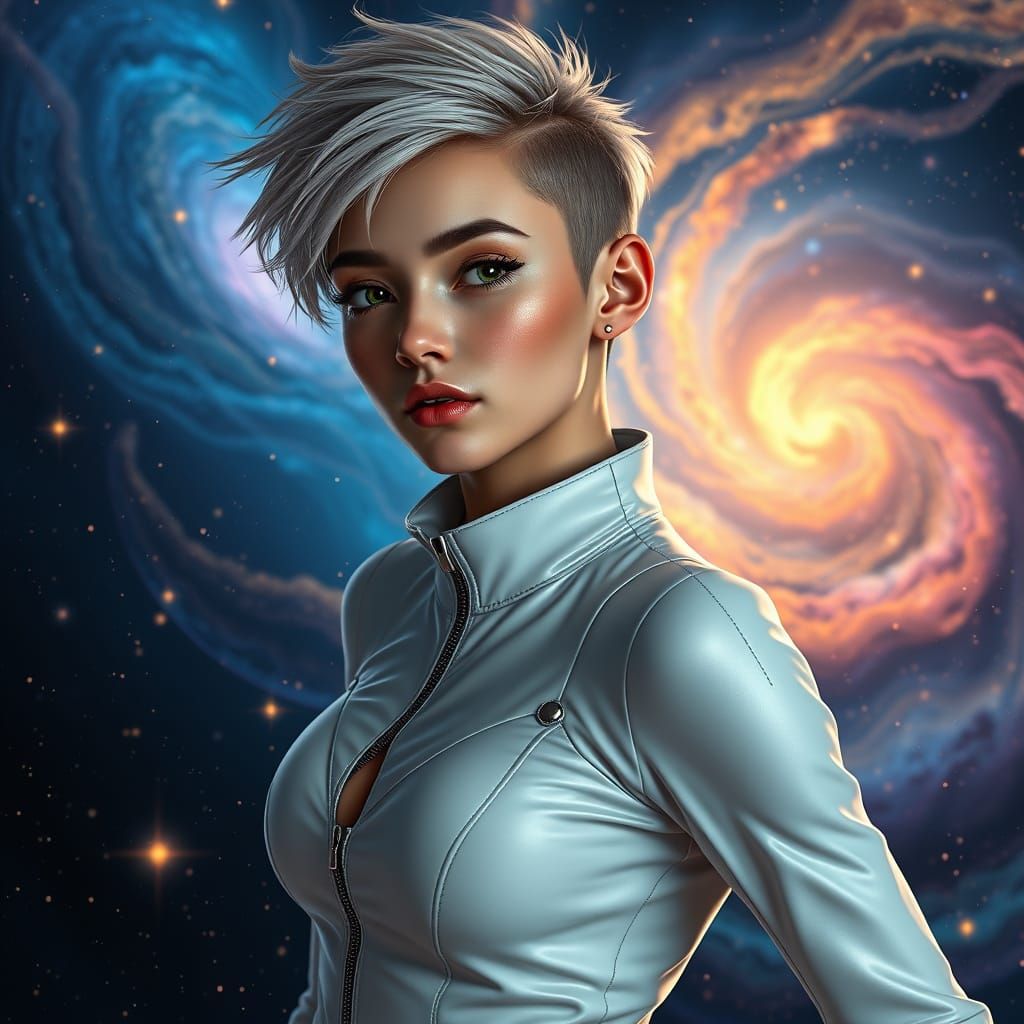 Ethereal Space Goddess in Galaxy Realm