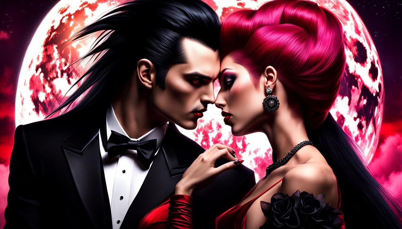 Vampire Kiss in Dramatic Dark Fantasy Style