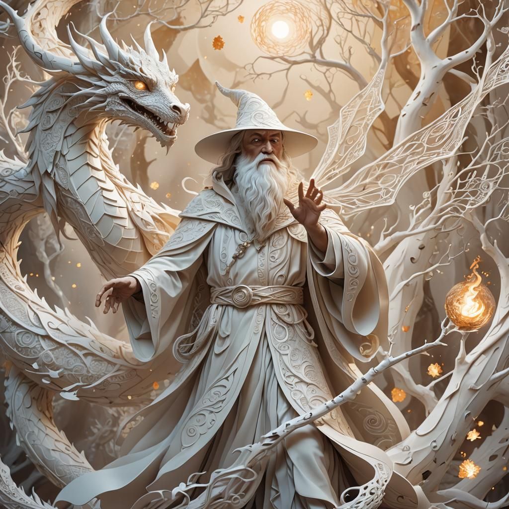 Wizard Rides Paper Birch Dragon: Fractal Algorithmic Art