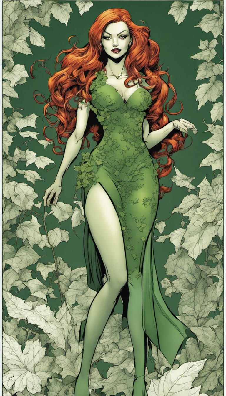 Poison Ivy in Green Dress, Comic Book Art