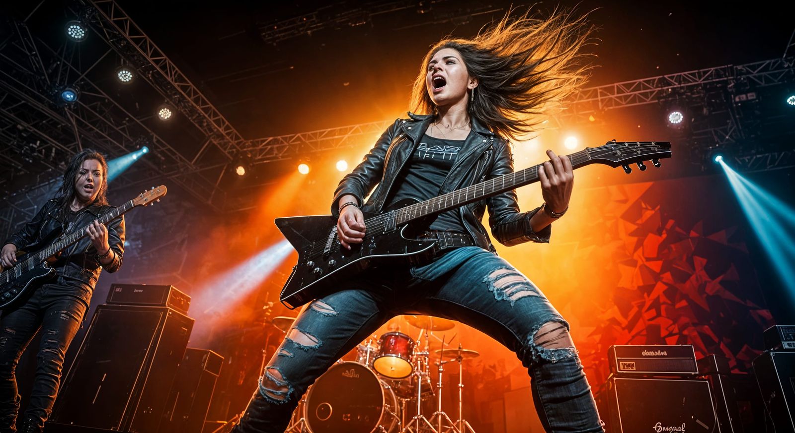 Electric Goddess: Female Rocker Dominates the Stage