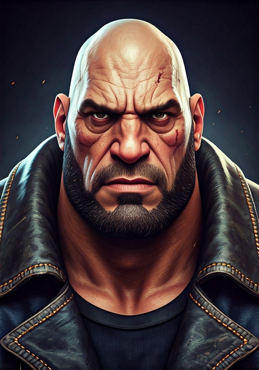 Hyperrealistic Heavy Weapons Guy Portrait