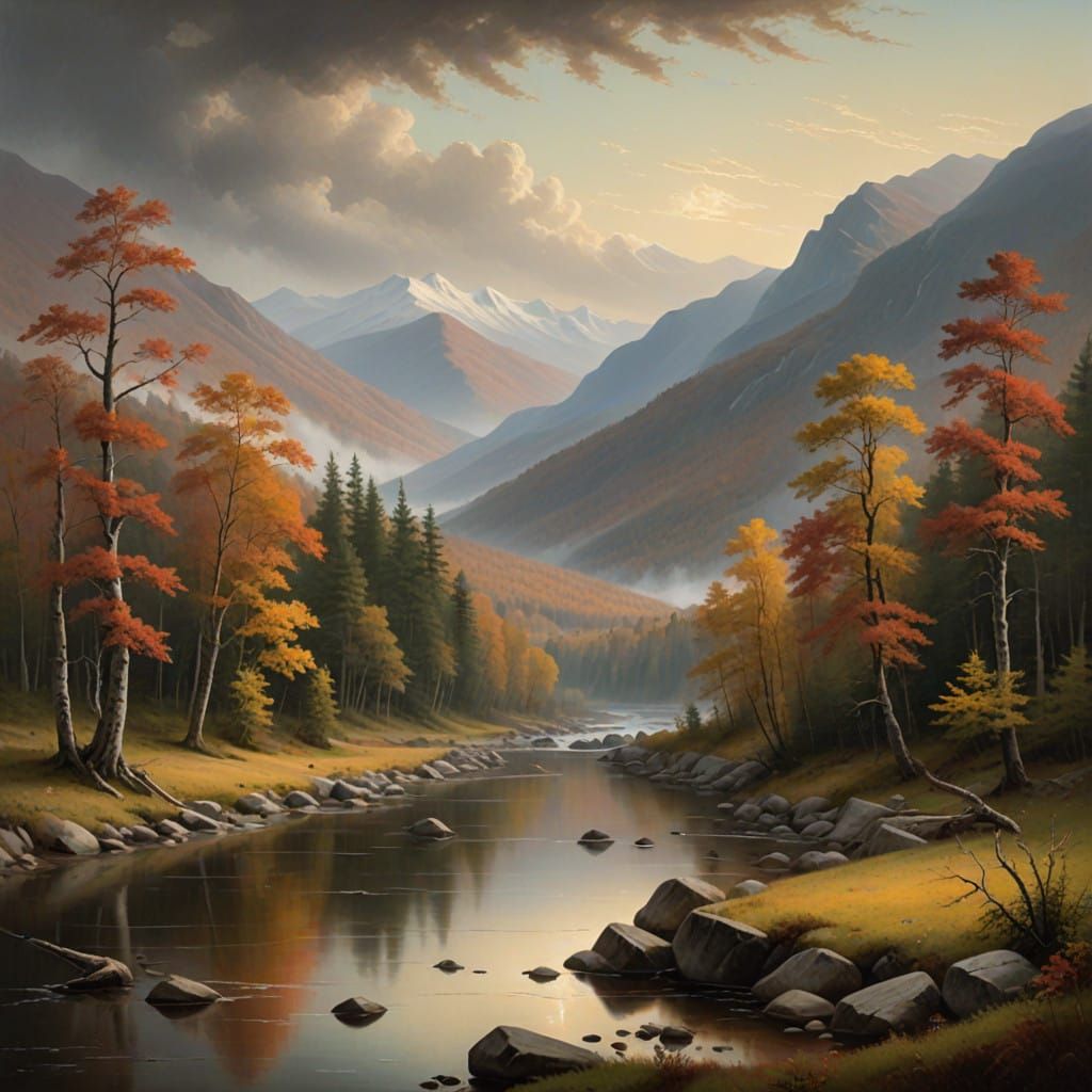 Dramatic New Hampshire Landscape with White Mountains and Me...