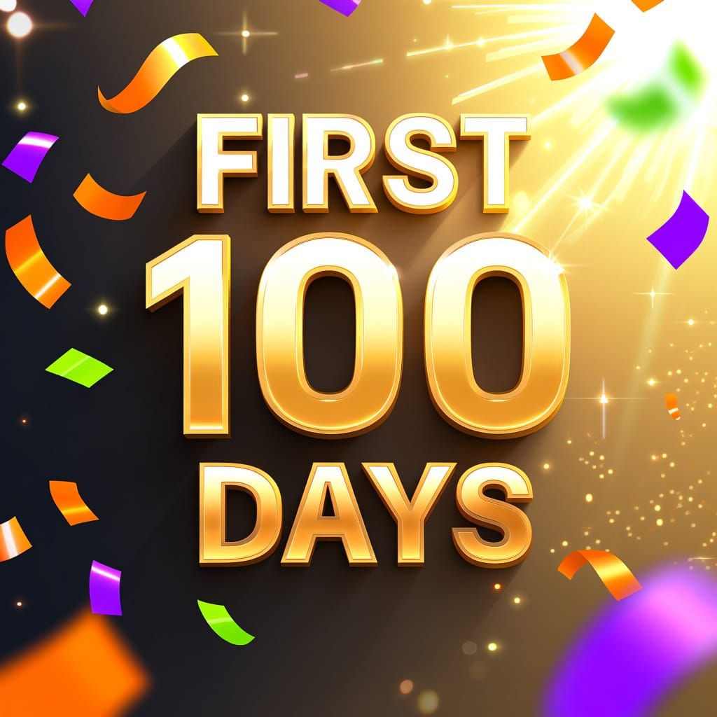 Triumphant Golden Celebration Poster for 100 Days Achievemen...