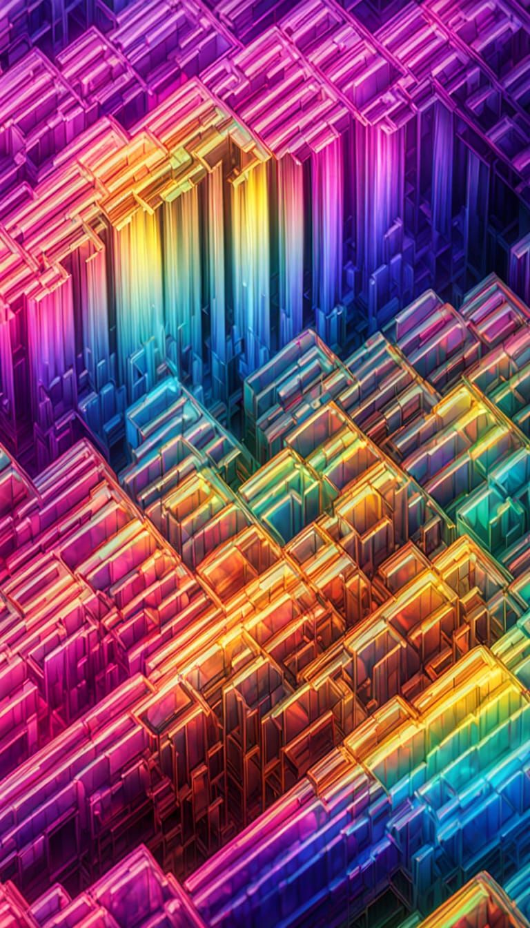 Expanding Universe with Rainbow Neon 3D Effects