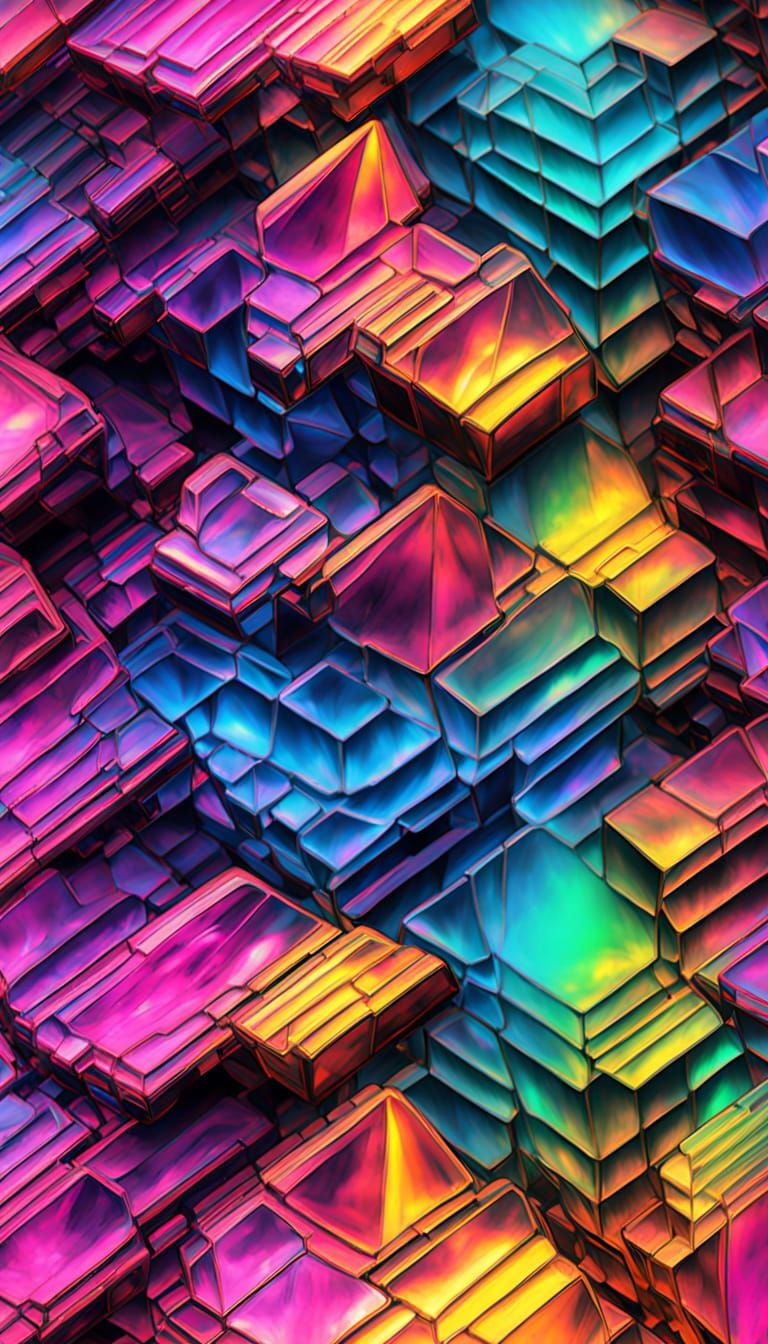 Expanding Universe: 3D Effects in Rainbow Neon Colors