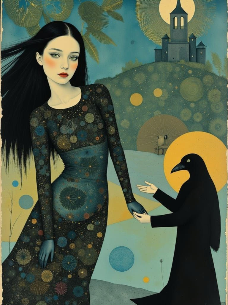 Gothic Dreams in Iridescent Blue