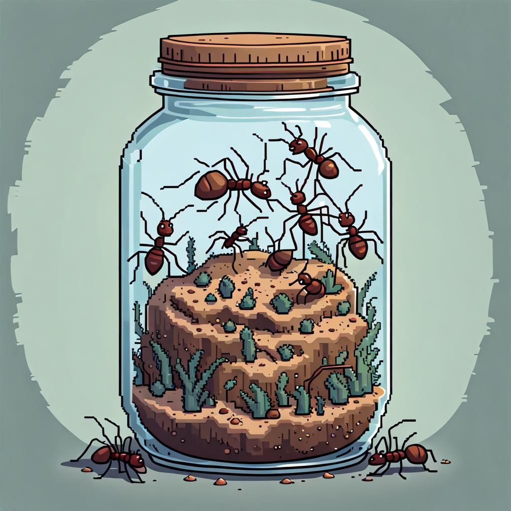 Ant Colony in a Jar: 8-bit Pixel Art