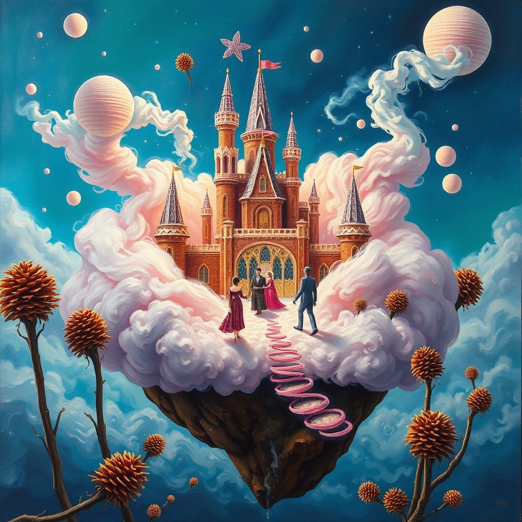 Magical Gingerbread Castle on a Flying Planet